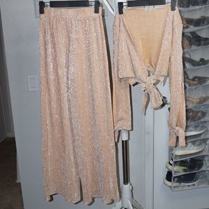 Cali Urbn Shiny Sexy 2 piece top and pant set. Both for $35.